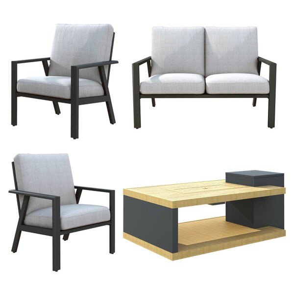 Sunbrella Patio Sofa Firepit Set